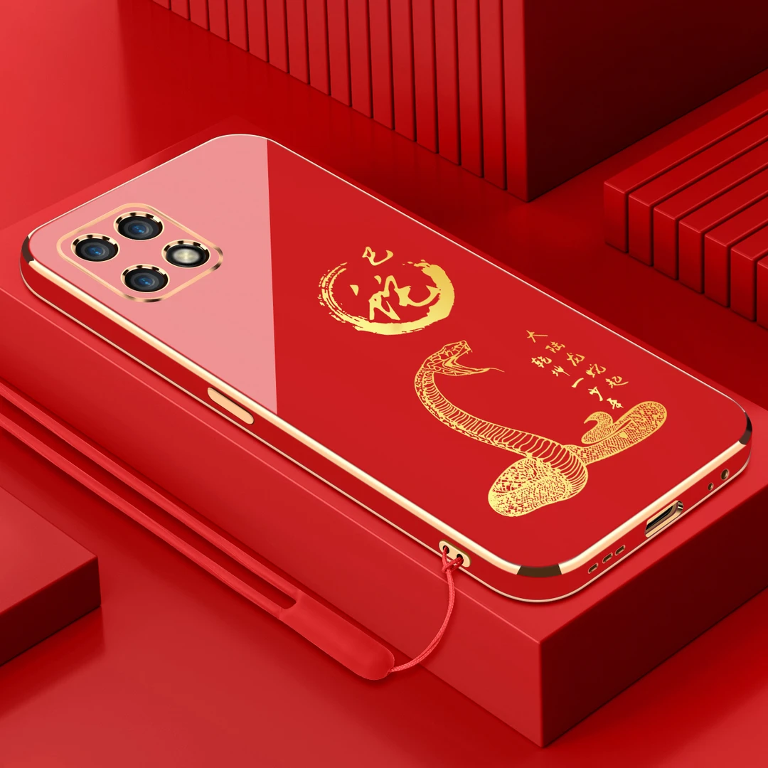 适用opporeno4se电镀手机壳十二生肖直边国潮硅胶全包软壳防摔