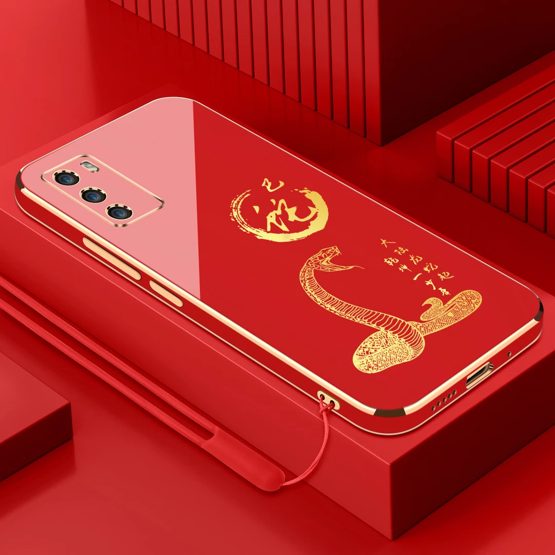 适用华为p40电镀手机壳十二生肖直边国潮硅胶全包软壳防摔保护套
