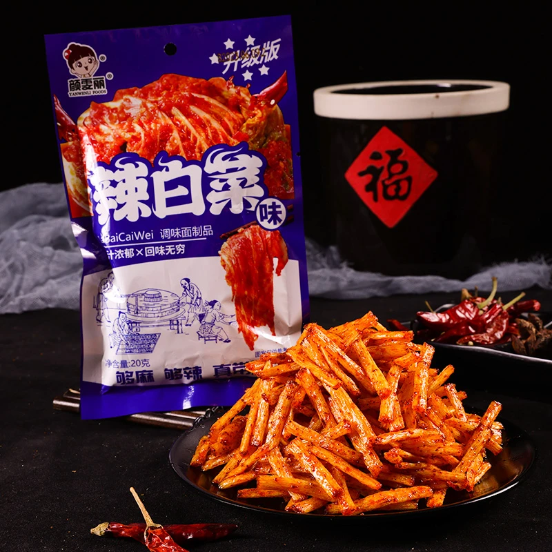 颜雯丽辣白菜调味面筋制品8090儿时休闲怀旧零食麻辣解馋小吃20g