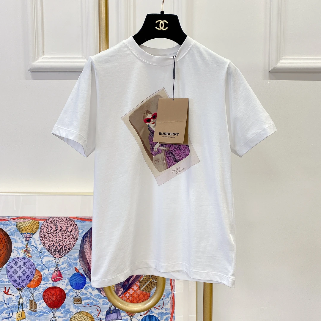 Burberry白色印花T恤/市1300/99新/08190411/黎