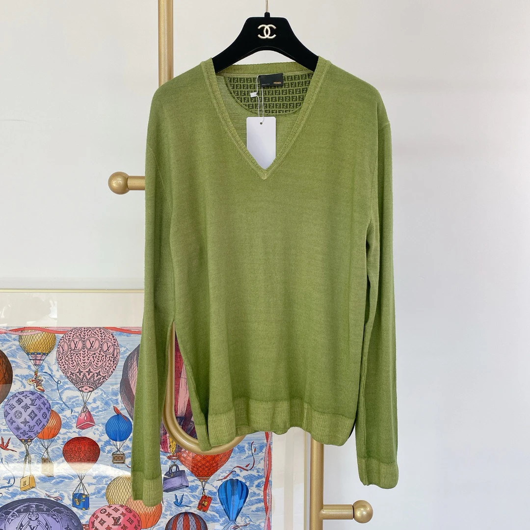 95新 FENDI/芬迪 芬迪绿色针织上衣