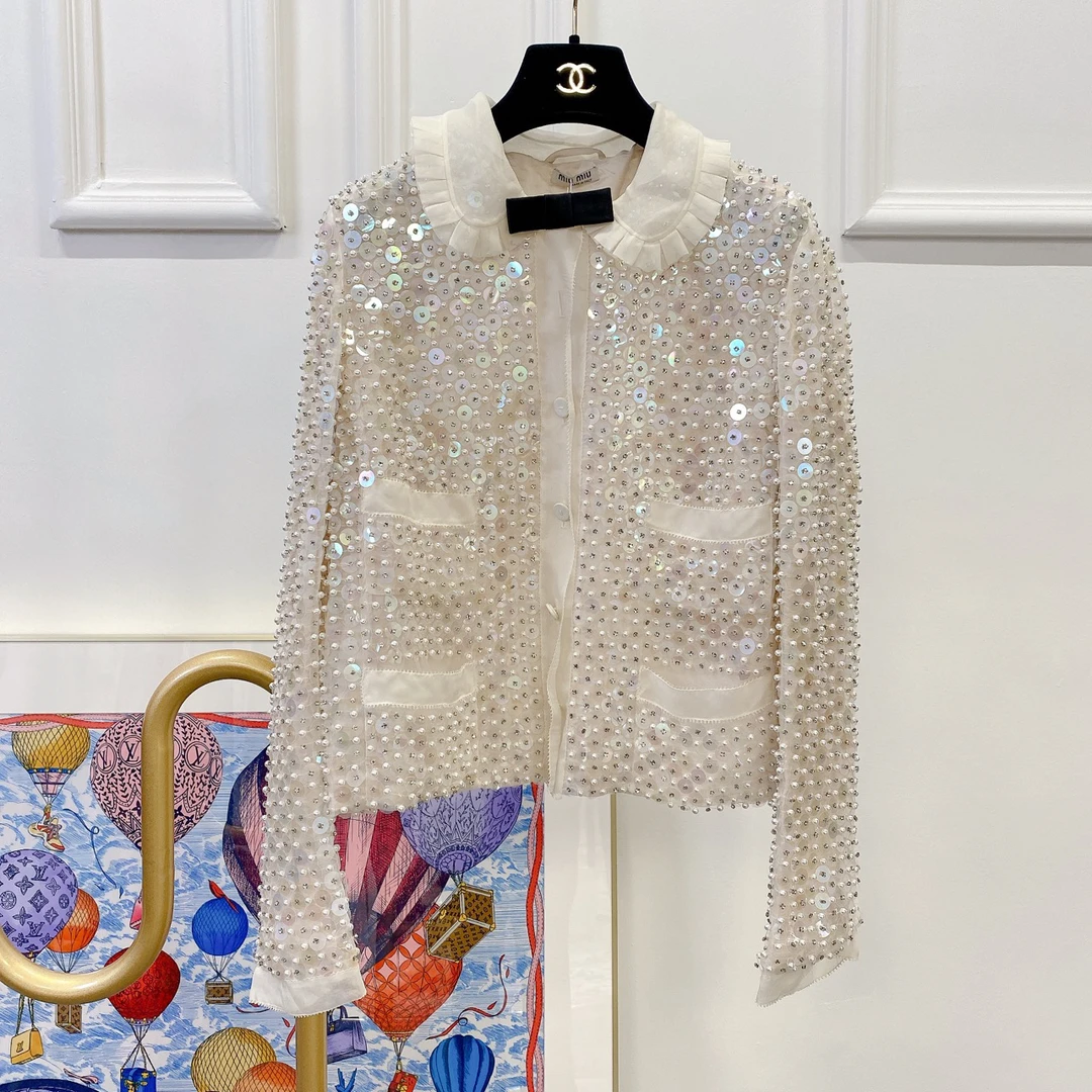 miumiu 重工珍珠亮片外套 /市50000/95新/08210212