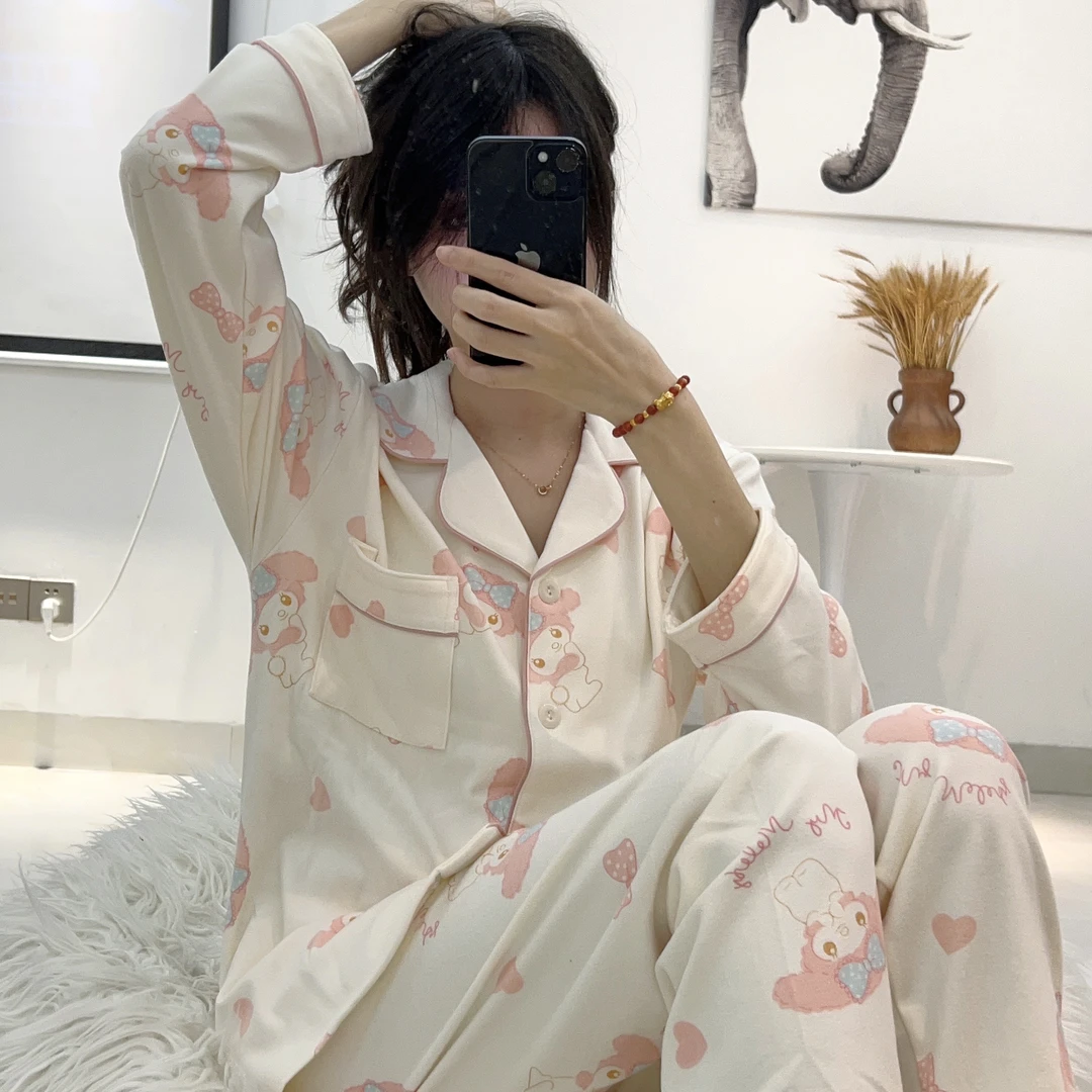【美乐蒂】奶乎乎双面磨毛德绒睡衣女秋冬季长袖甜美套装家居服