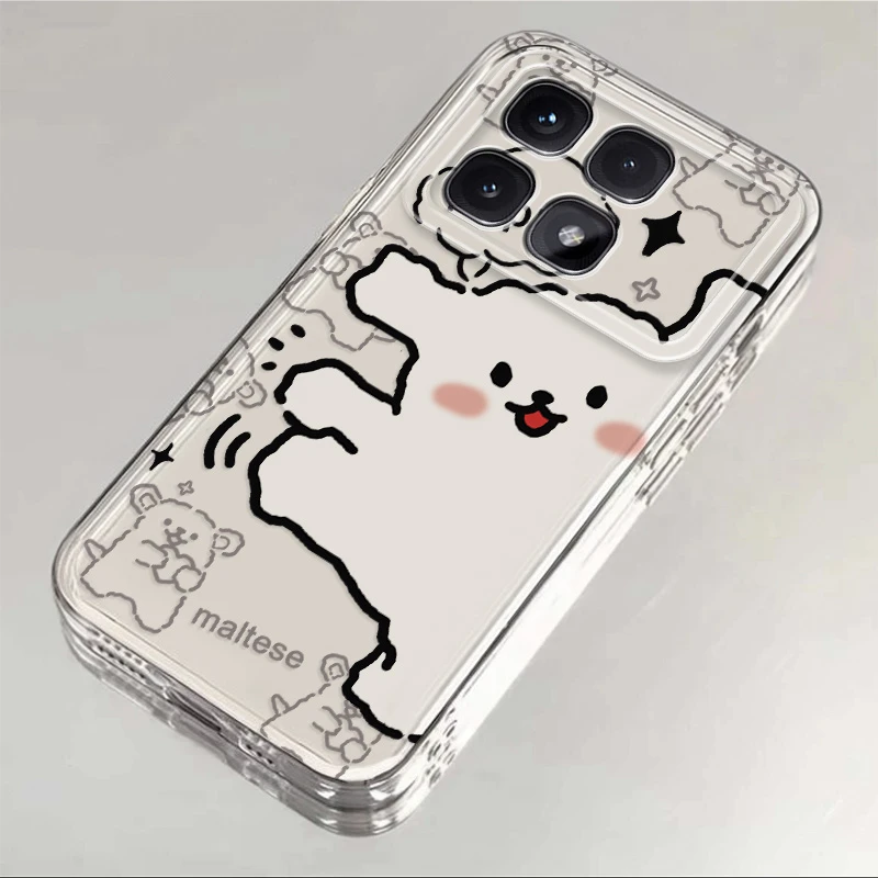 小米红米K70至尊版新款手机壳网红ins卡通小狗透明保护套全包防摔