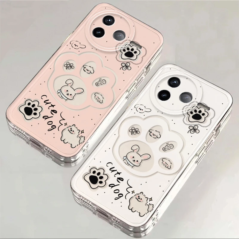 小米红米K80Pro手机壳粉色镂空猫狗卡通可爱风高级透明软壳全包