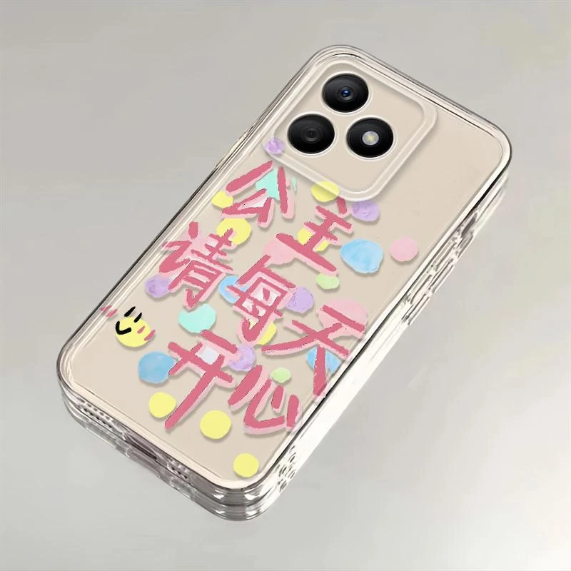 荣耀X50i+网红爆款透明创意手机壳公主请每天开心超薄高级感文字