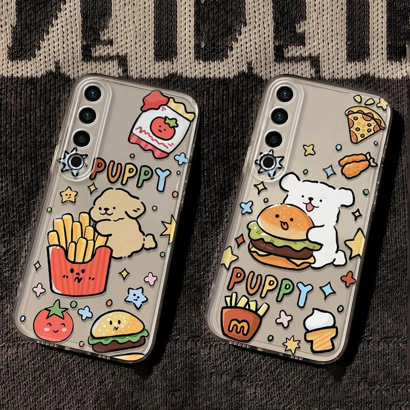 魅族20Pro手机壳新款线条汉堡薯条狗透明不发黄保护套超薄卡通风