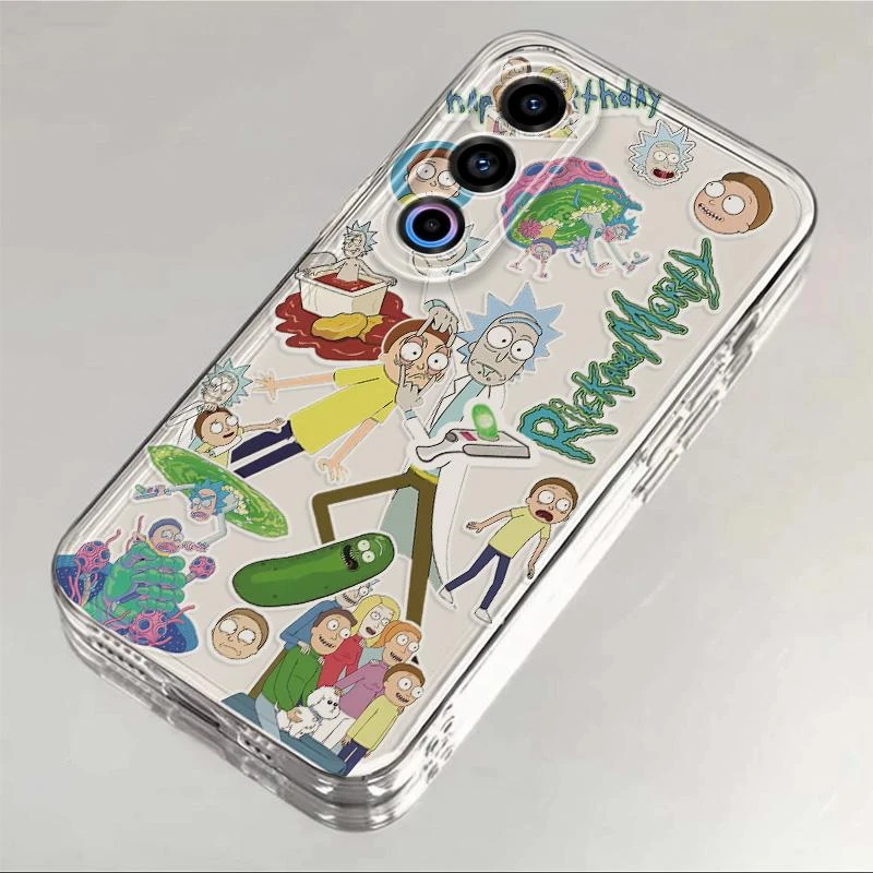 适用魅族21网红瑞克和莫蒂透明手机壳拼贴全包卡通硅胶高颜值创意