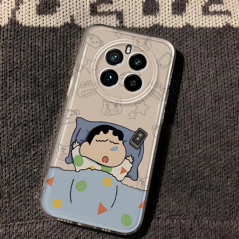 Realme真我GT5Pro新款网红睡觉蜡笔小新透明手机壳全包卡通防摔保