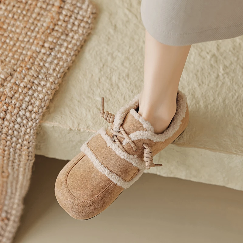 勃肯鞋毛毛鞋女冬季外穿加绒豆豆鞋2024新款博肯鞋棉鞋大码41到43