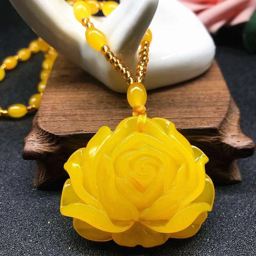 18时尚饰品黄色玫瑰花吊坠