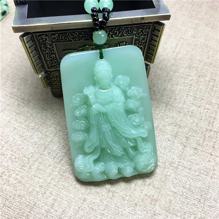 新款时尚饰品浅绿方牌观音吊坠