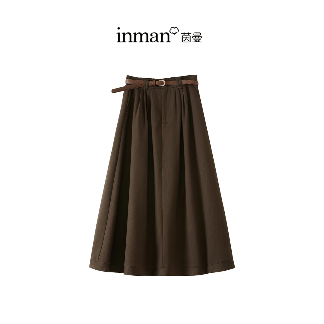 茵曼冬季女半身裙A字裙显瘦休闲气质高腰百搭时尚法式通勤爆款