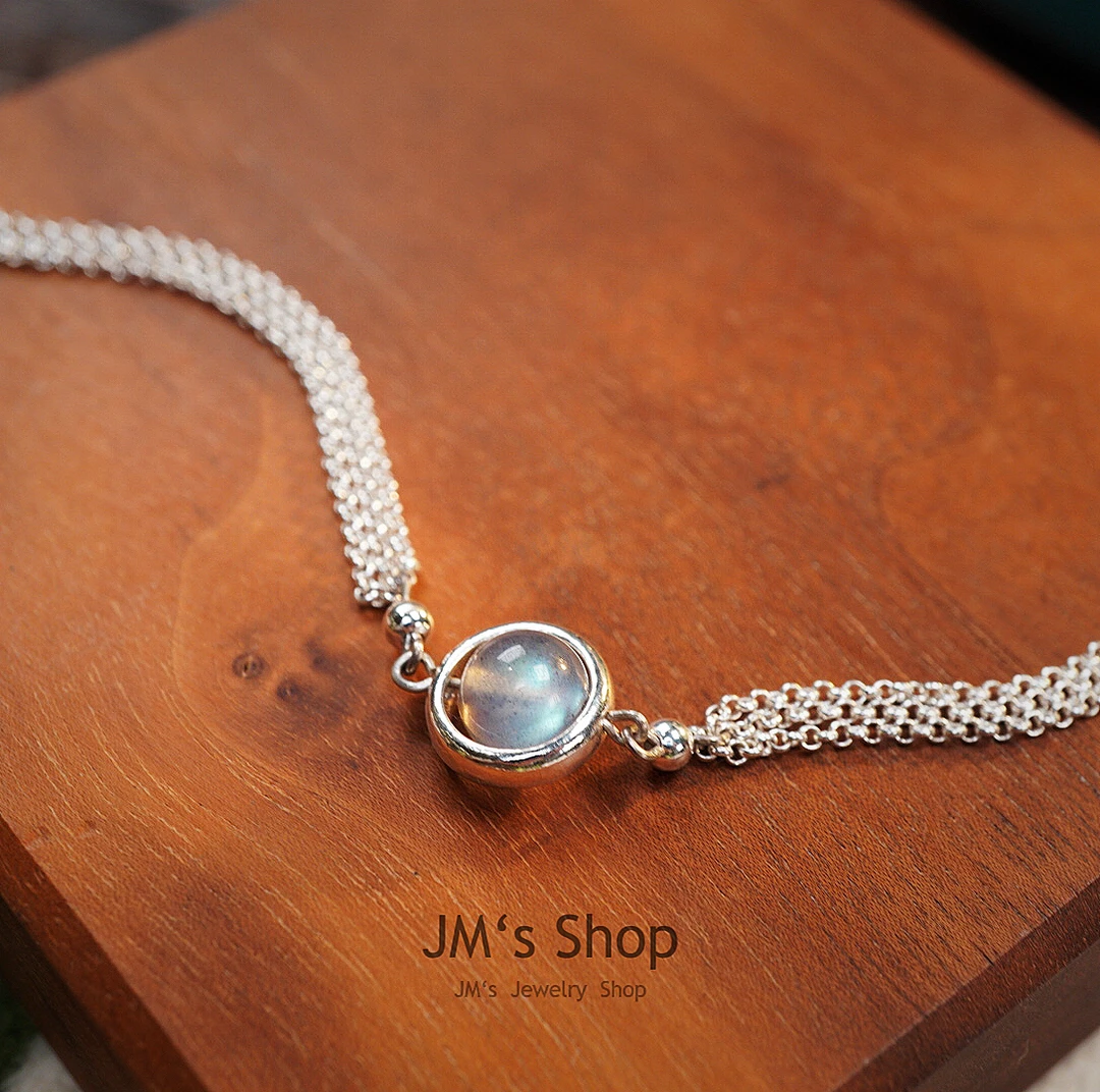 925银手链 【街末】原创设计手工定制手作时尚小众设计感灰月光手链