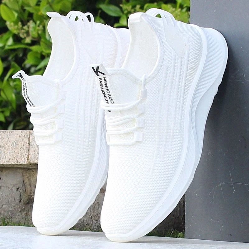 懒人鞋跑步训练透气网面鞋薄款白色运动鞋轻便休闲软底跑步训练鞋