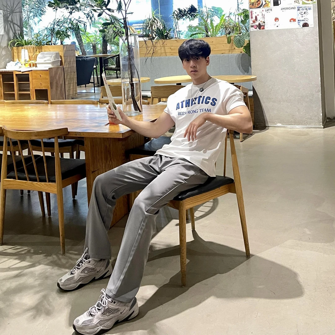 超显腿长休闲裤原创运动健身长裤裤子时尚百搭夏季休闲裤直筒