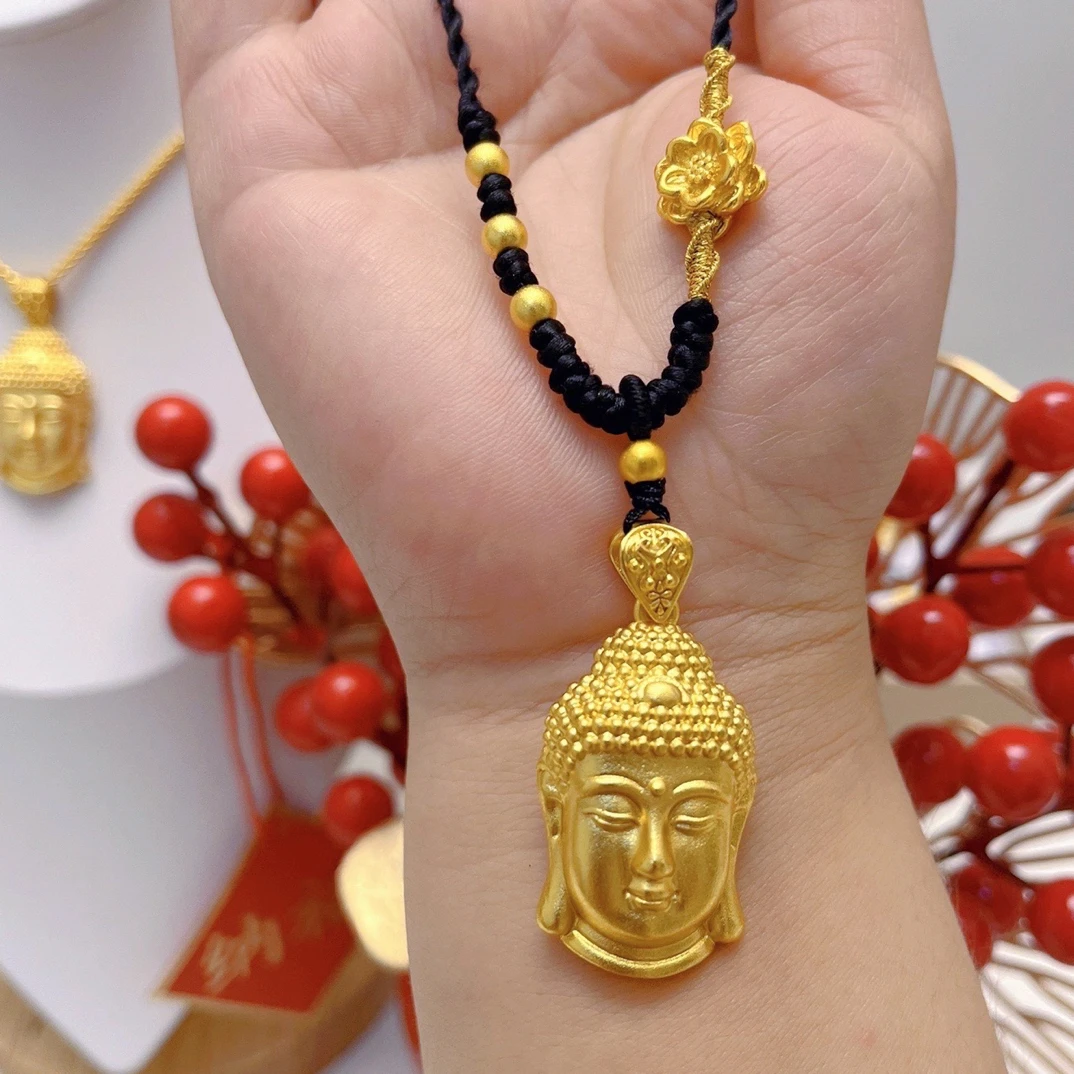 铜合金吊坠 大号佛头吊坠大日如来毛衣链时尚金色实心女神礼物款