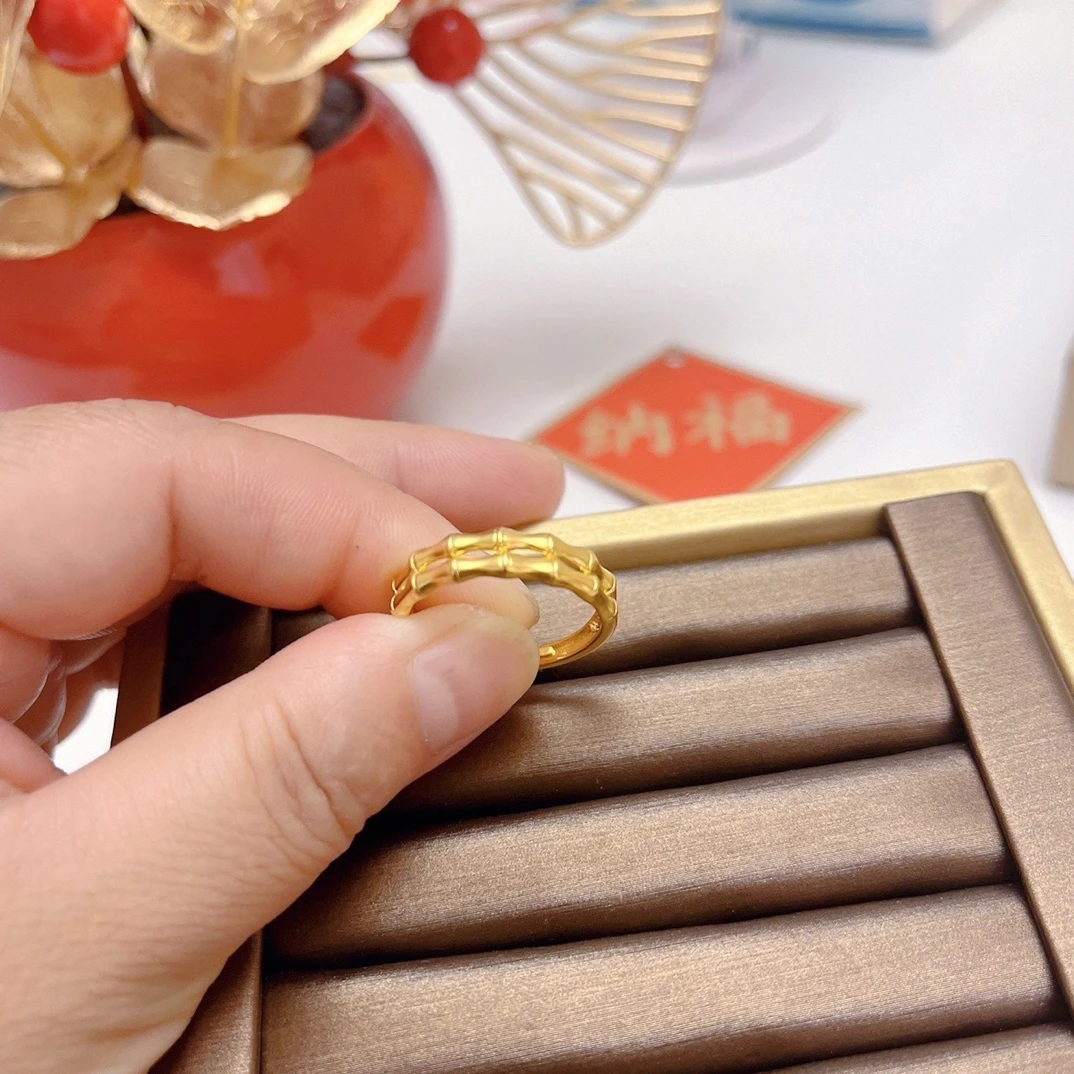 铜合金戒指 双竹节活扣可调节复古手工时尚气质百搭指环情侣款