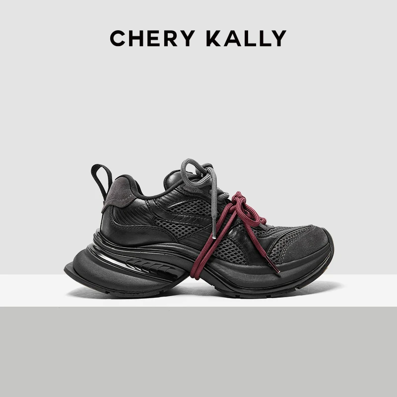 CHERY KALLY（未来星域）女士运动鞋时尚黑色老爹鞋增高963LD4466