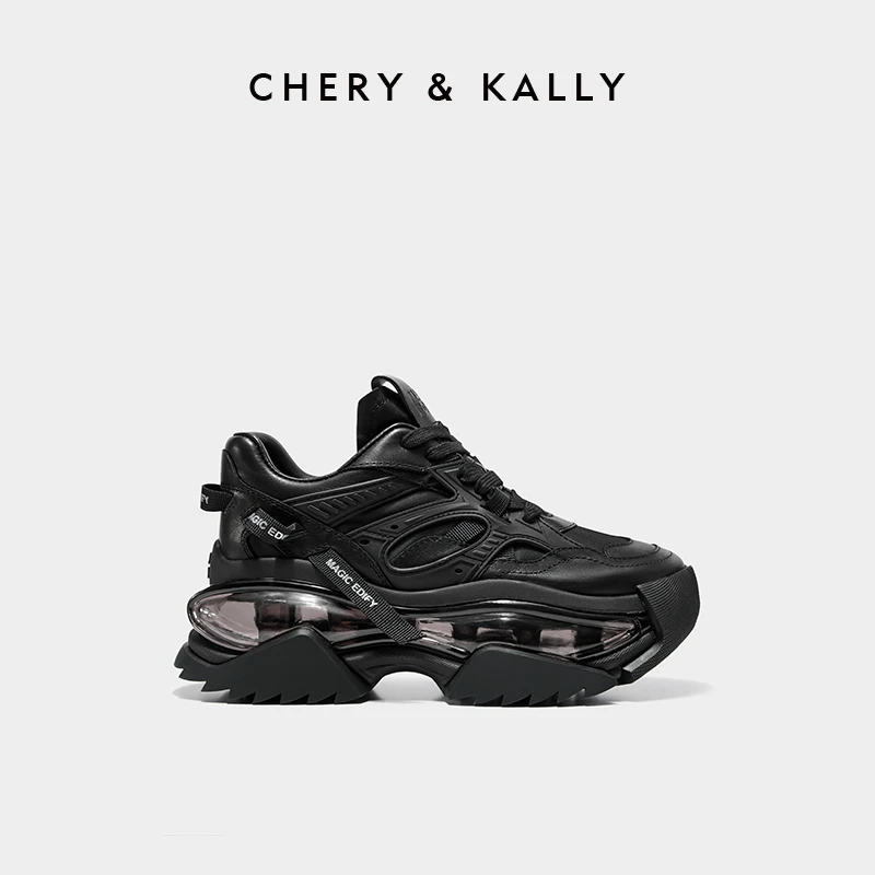 CHERY KALLY女士运动鞋真皮老爹鞋潮流潮鞋增高系带厚底9623YD475