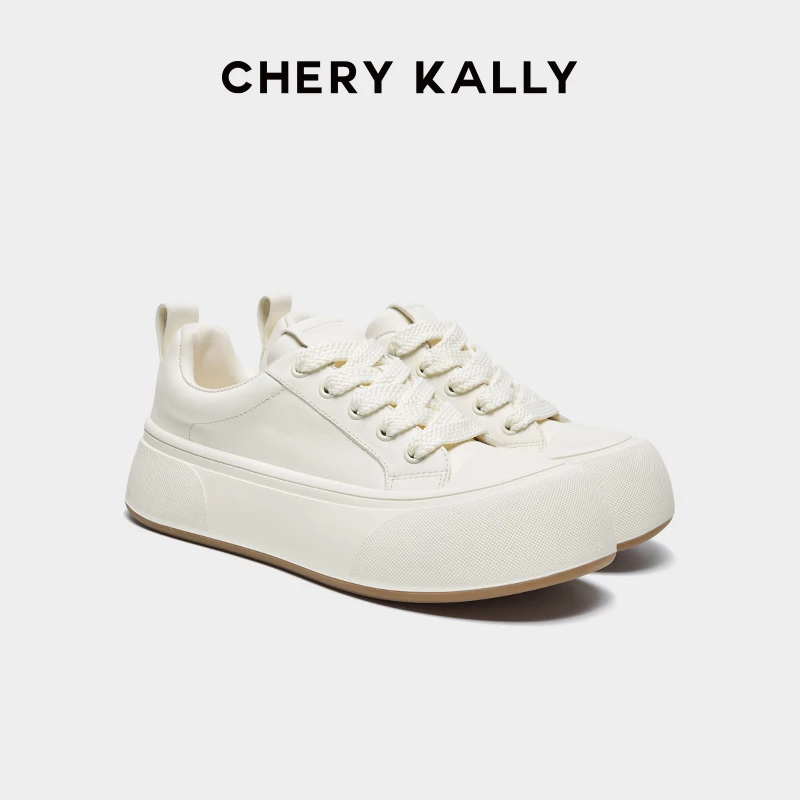 CHERY KALLY厚底小白鞋女春季真皮休闲松糕鞋963XB4361