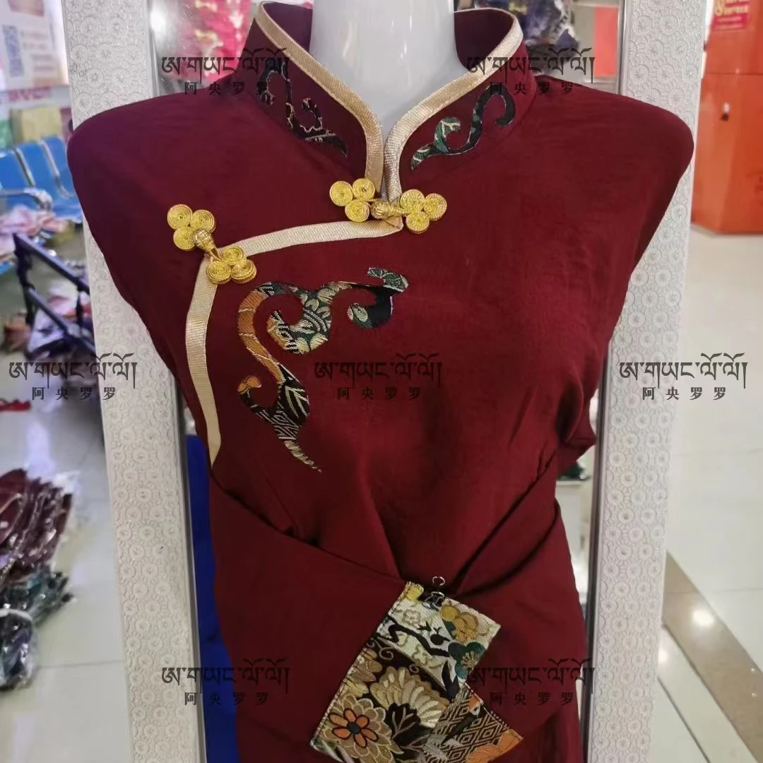 女士绣花衬衣藏式包边提花藏装包邮西藏百搭收腰上衣内搭