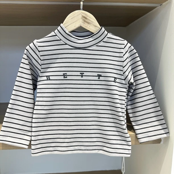 Q923-儿童秋冬半高领男童条纹打底衫