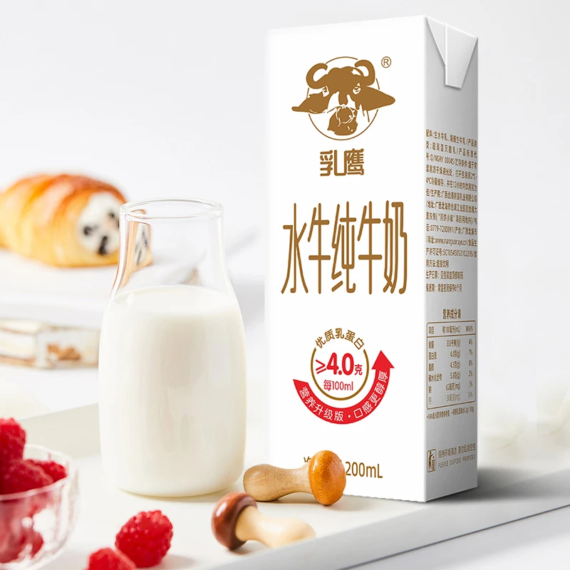 【试喝装】乳鹰水牛纯牛奶200ml*5盒整箱礼盒儿童学生成人早餐纯奶