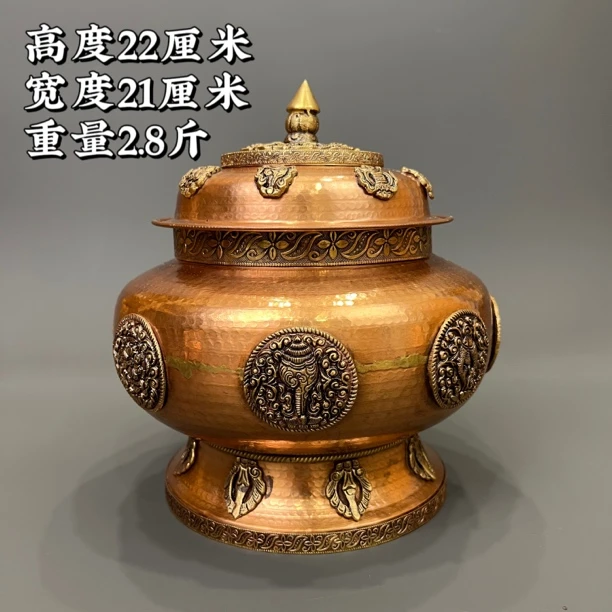 【纯铜八宝收纳盒小款】印度 手工制作 家居摆件 家用 摆设 储物盒