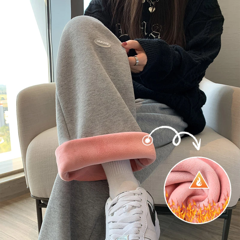 ins美式显瘦孕妇裤束脚宽松卫裤阔腿加绒直筒保暖休闲运动孕妇裤