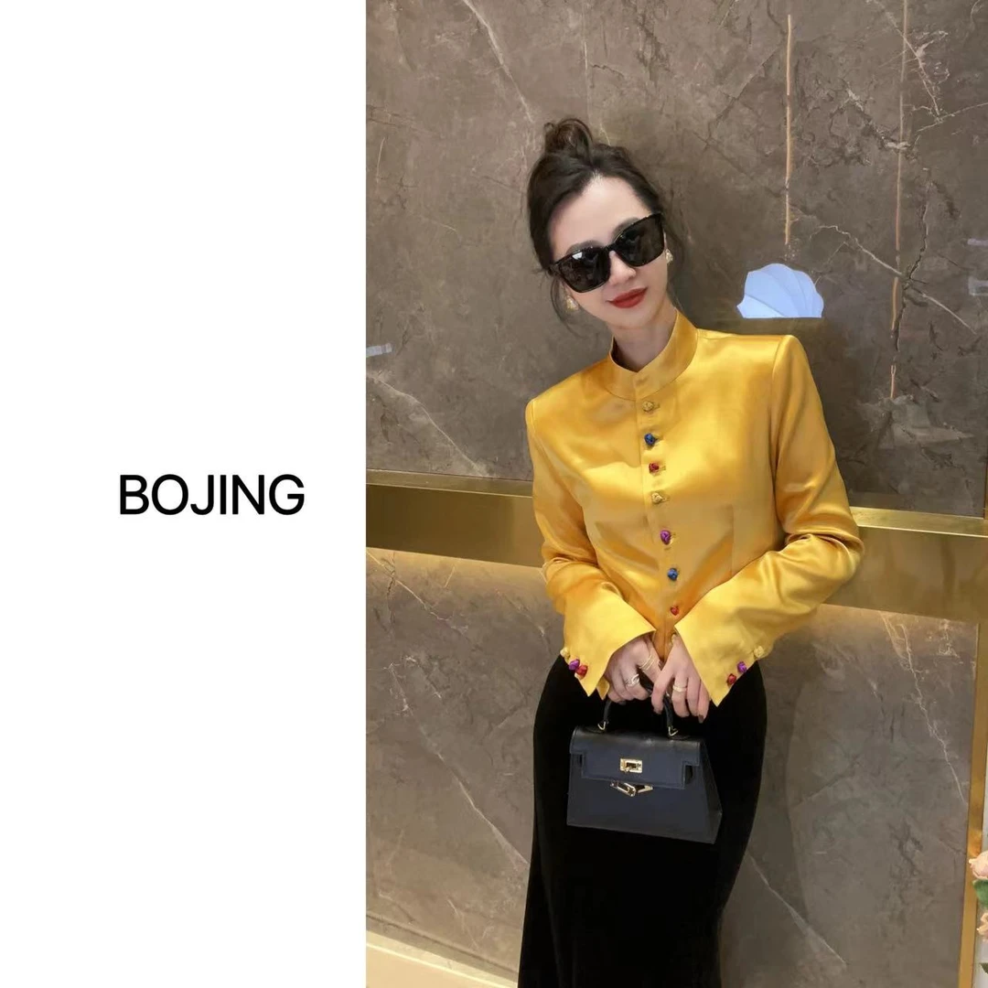 现货新款【七彩阳光】新中式轻奢时尚复古醋酸国风设计师长袖外套