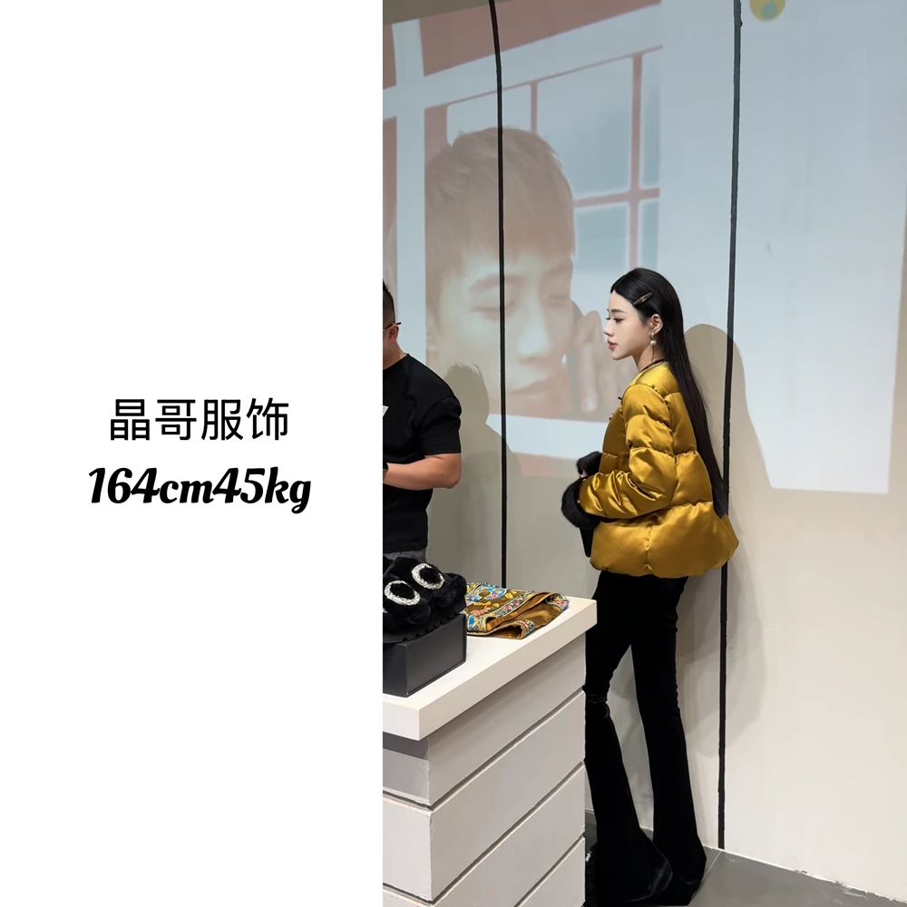 现货【荣耀】新中式休闲百搭醋酸水貂毛国风羽绒服