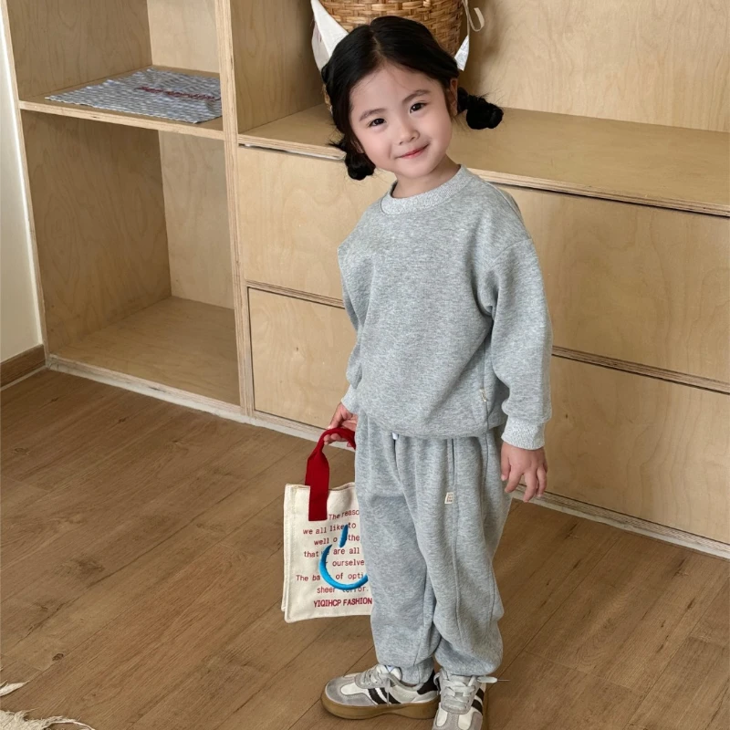 儿童裤子春秋新款卫裤男童女童洋气韩版时尚中大童纯色休闲运动裤