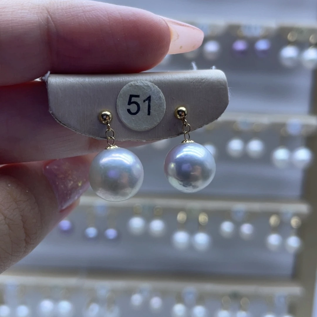 淡水珍珠耳饰18K金镶嵌