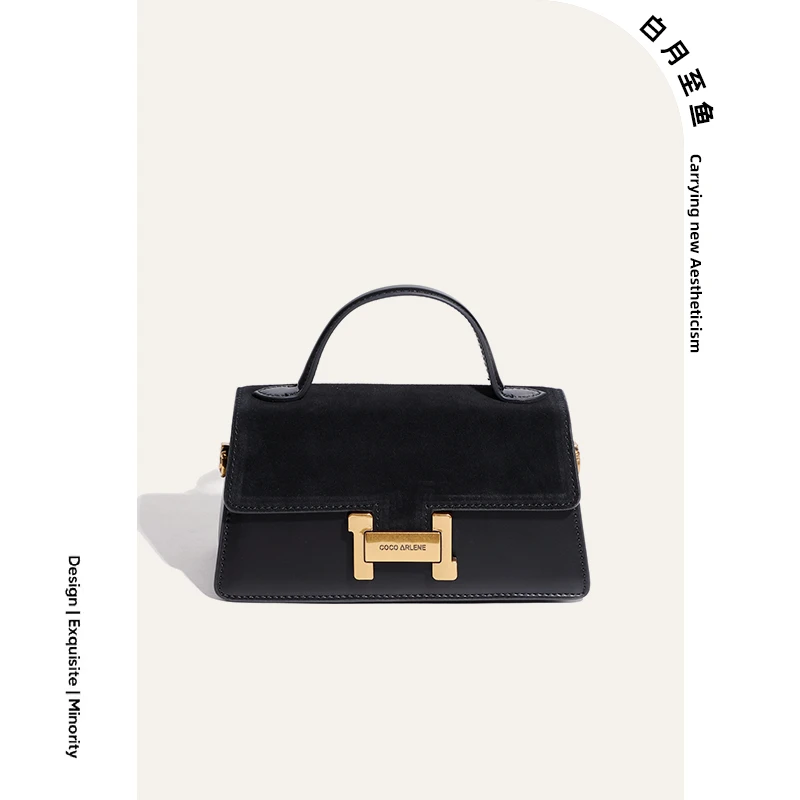 【梧桐花开】真皮小方包女2025新款磨砂牛皮单肩包通勤斜挎手提包潮