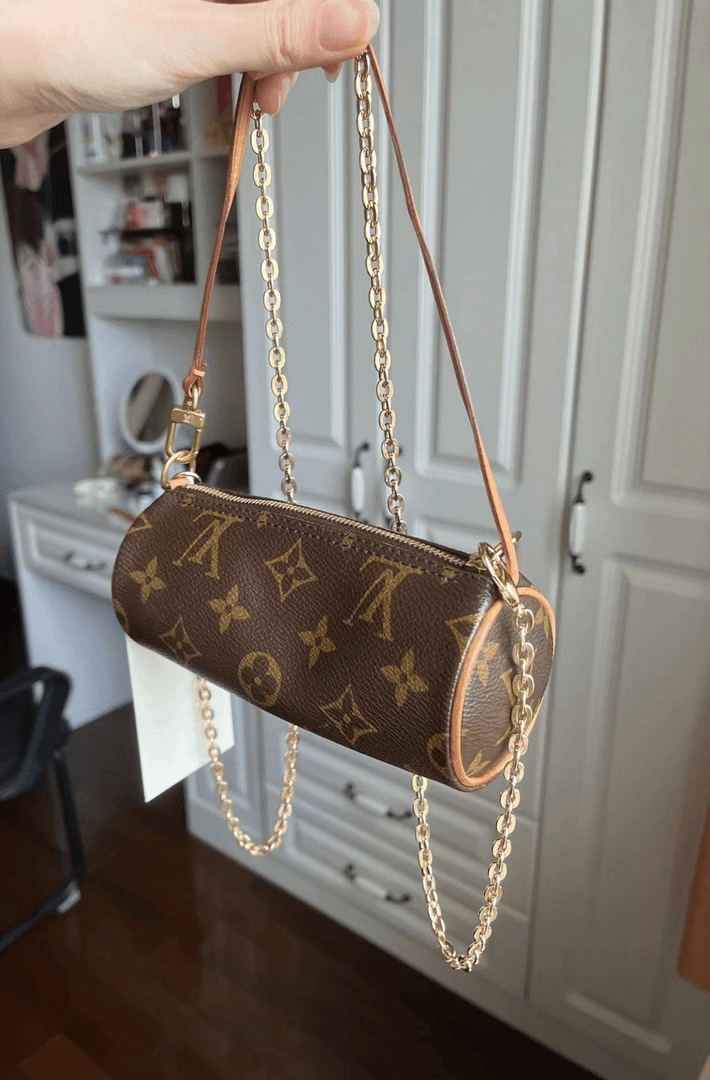 95新 LouisVuitton/路易威登 老花mini小圆桶 精致出行必备
