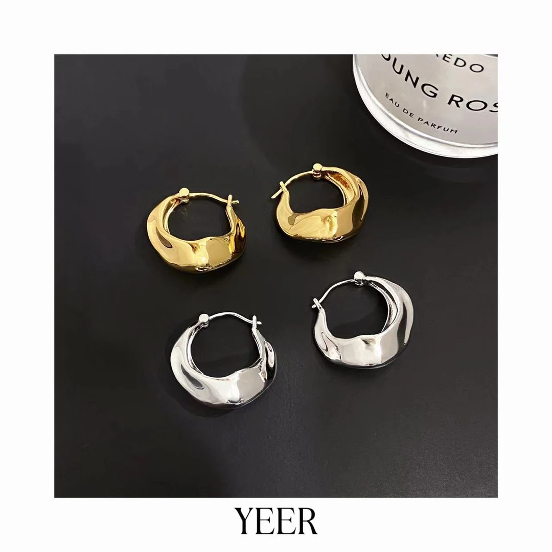 铜合金耳饰 YEER 小众设计金银‘醉舟’肌理质感圈圈耳环高级百搭女