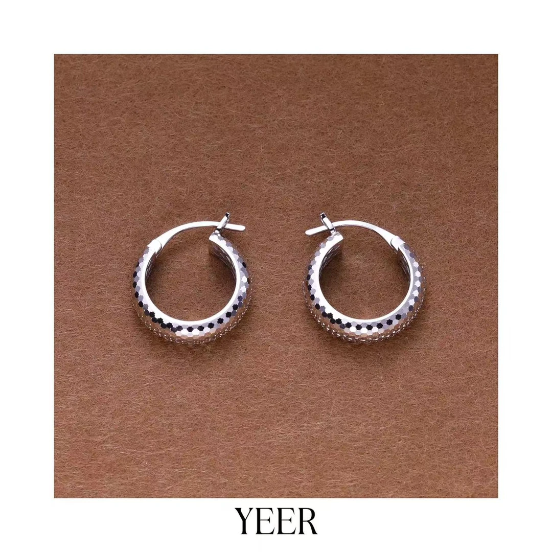 925银耳饰 YEER 小众高级感白色月光耳环 重工轻奢百搭圈圈耳饰