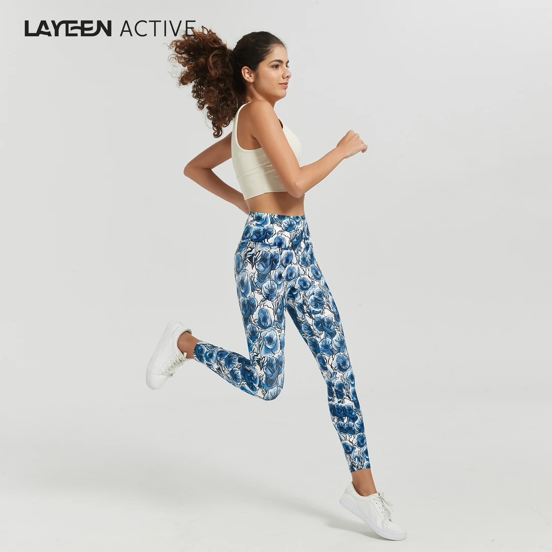 LAYEEN ACTIVE涞茵花裤子 水墨芍药 高腰9分瑜伽健身防晒230811
