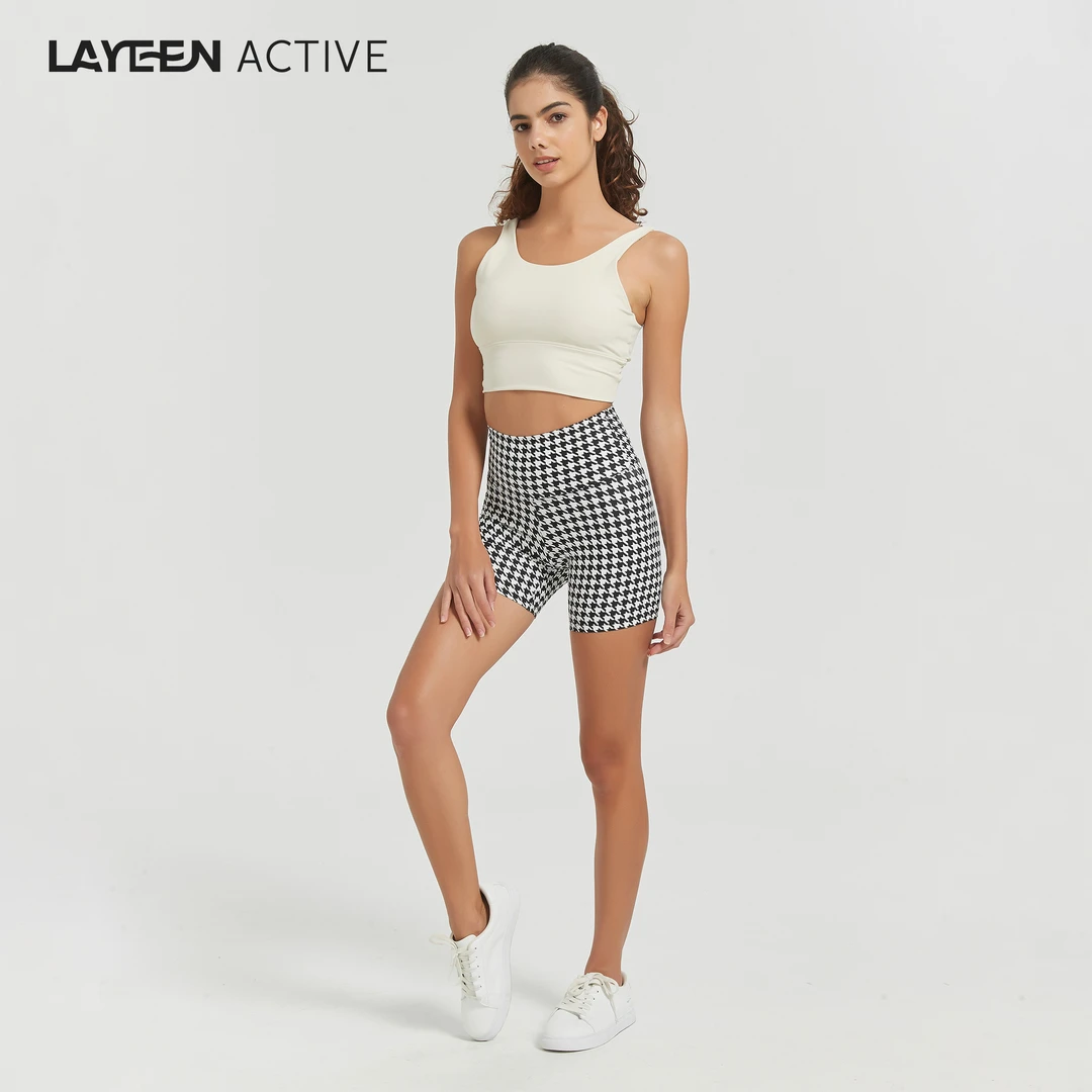 LAYEEN ACTIVE涞茵巴西花裤子 黑白千鸟 4分瑜伽健身防晒230907