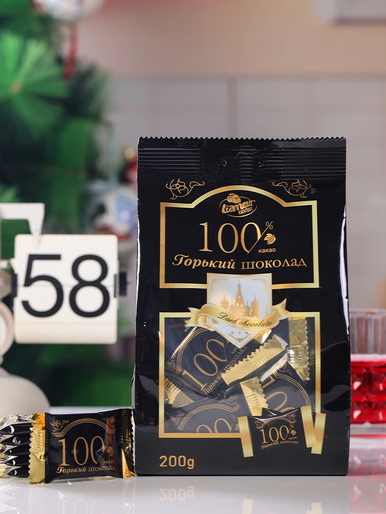 俄罗斯进口拉迈尔黑巧克力纯可可脂100%72%58%代餐休闲零食品袋装