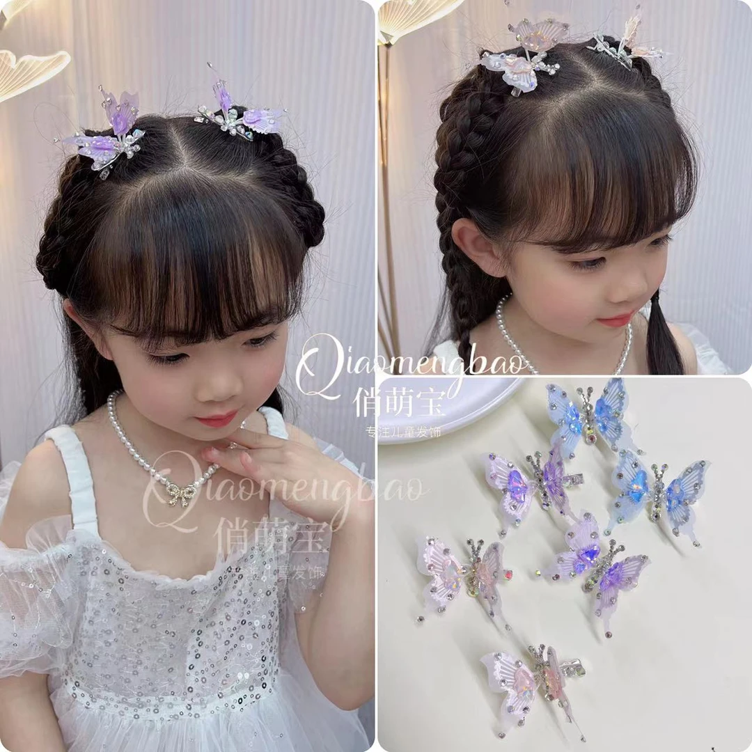 灵动蝴蝶发夹轻盈爱心闪亮钻钻发卡女童发饰