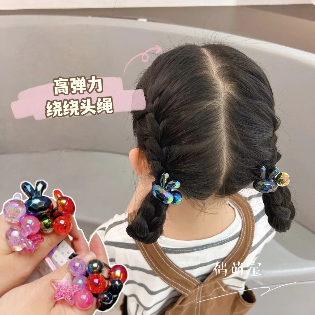 绕绕头绳皮筋扎马尾卡通发绳儿童发饰气泡兔子圆球宝宝高弹力编发