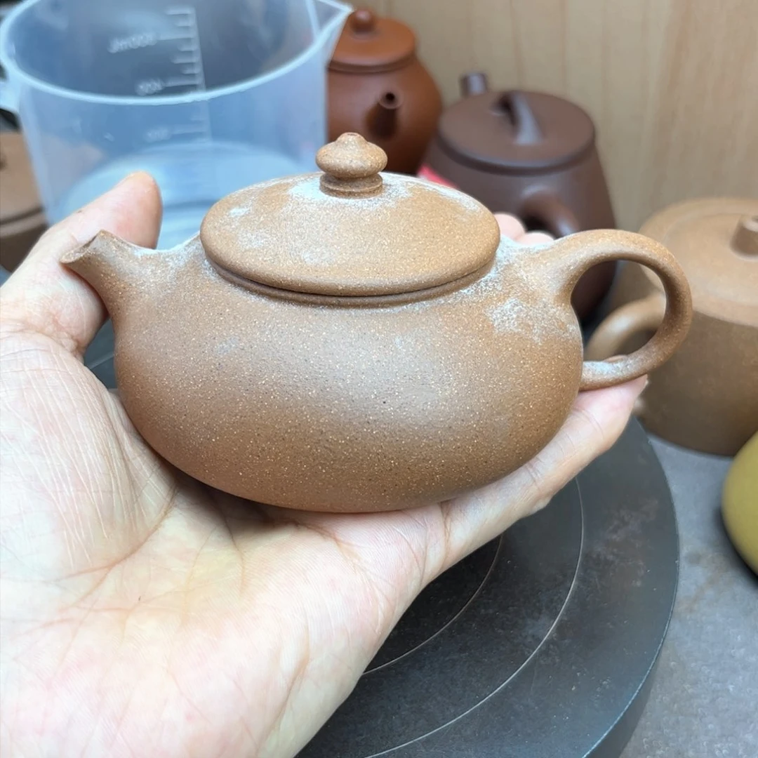 紫砂茶壶五彩寒江框盖150c c