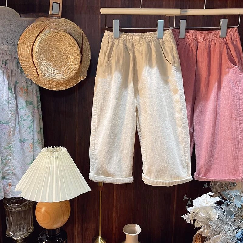 【小扬哥推荐】韩版童装女童粉色裤子秋装新款宝宝直筒裤儿童洋气