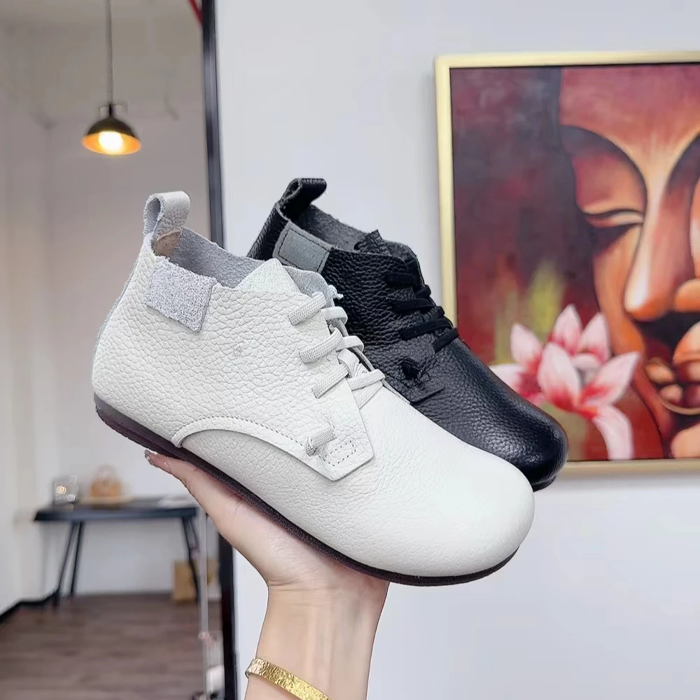 991新款懒人鞋带软底舒适百搭圆头中帮休闲马丁靴