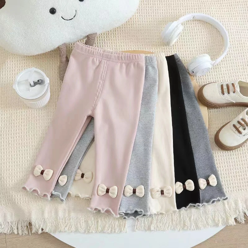 2024新款女童打底裤小童外穿弹力女宝宝洋气纯棉秋装儿童开档裤子