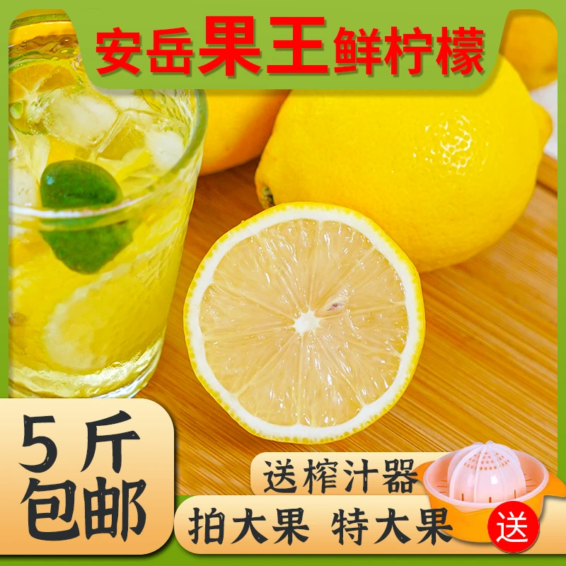 安岳柠檬拍中发大新鲜现摘黄柠檬酸爽皮薄多汁包邮奶茶榨汁鲜果