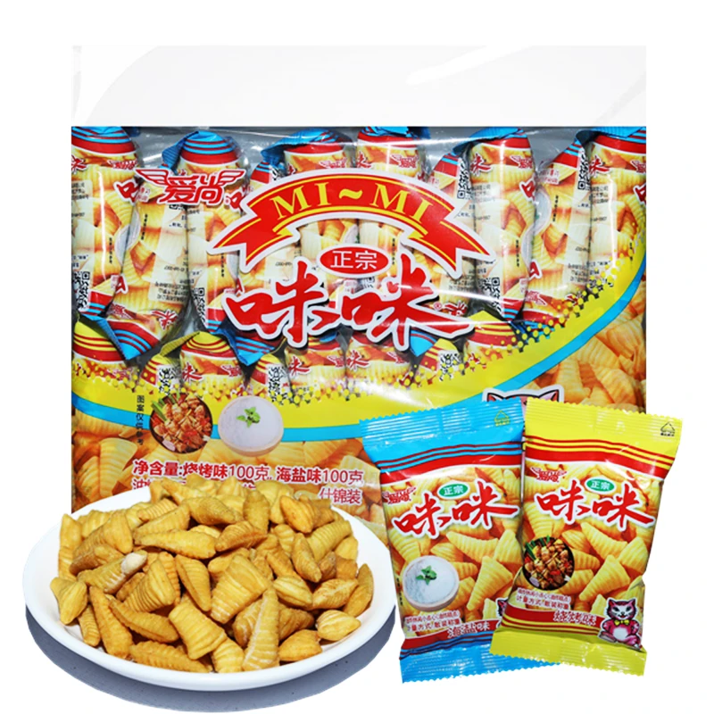 爱尚正宗咪咪虾条尖角脆牛角酥锅巴小包装三角脆海盐味追剧小零食