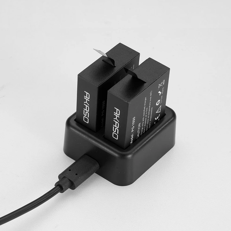 AKASO电池套装 适用于Brave8运动相机USB充电续航